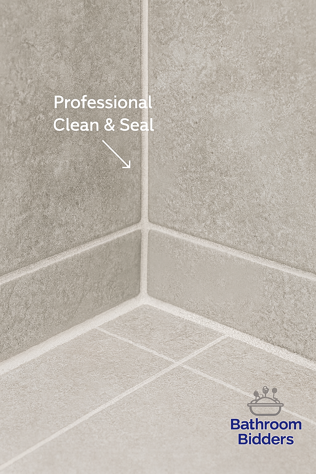 Professional grout cleaning and penetrating sealer—same shower corner cleaned, crisp grout lines, fresh caulk, and water-resistant finish (Kansas City).